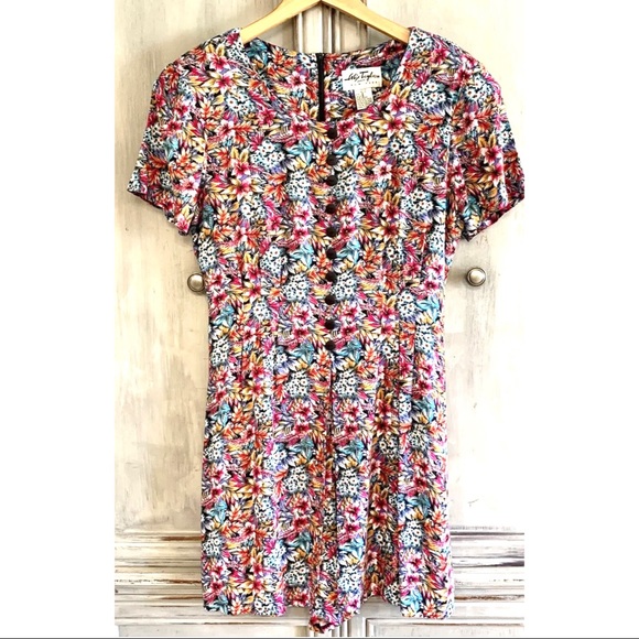 Alix Taylor Vtg. 80’s Floral Romper Scooter Dress Petite Sz 6 8 - Picture 8 of 8